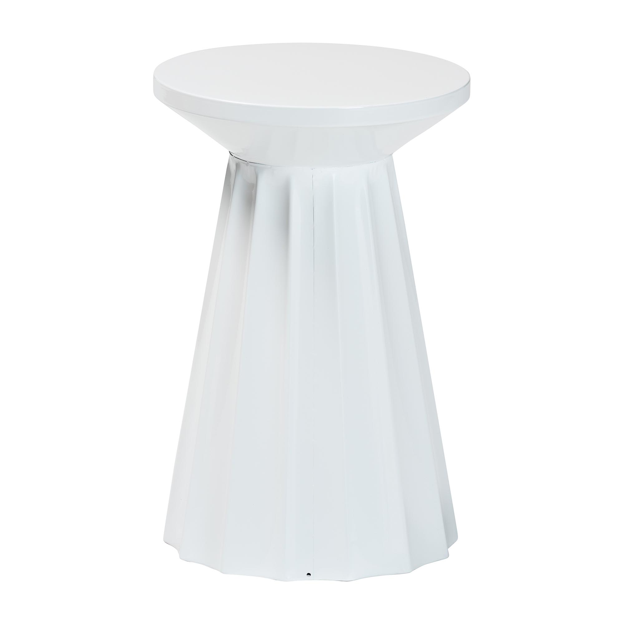Baxton Studio Ulmer Metal Scalloped Side Table - Modern Round Accent Table for Indoor or Semi-Outdoor Use, White Affordable modern furniture in Chicago, classic living room furniture, modern end table, cheap end table